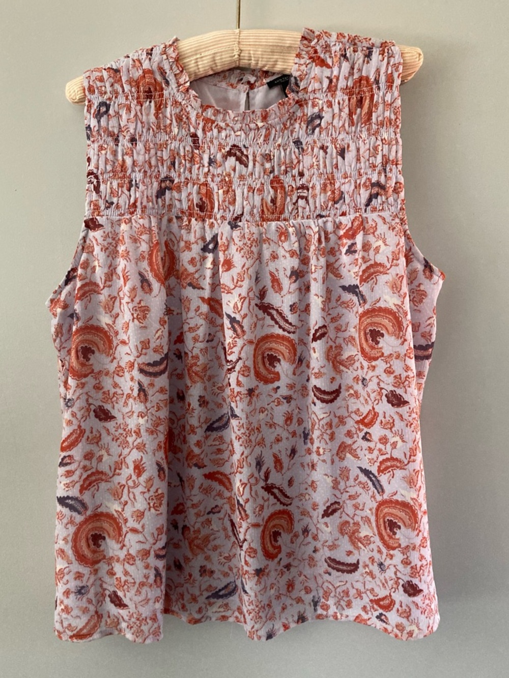 Ann Taylor Lavender Paisley Smocked  Blouse